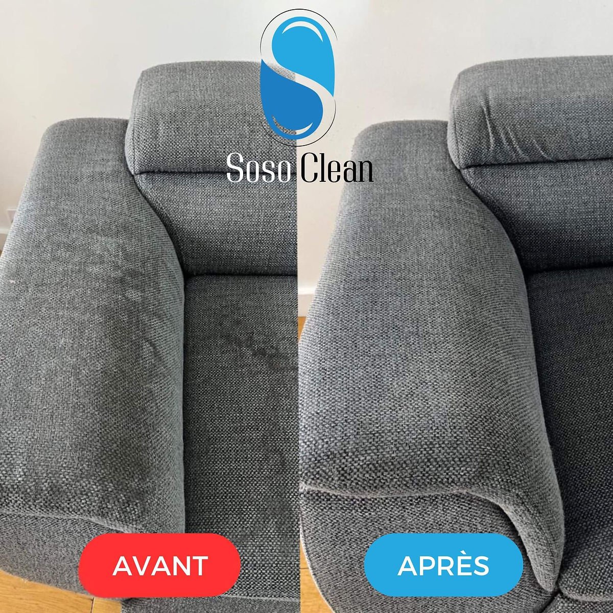Avant / après nettoyage de canapé